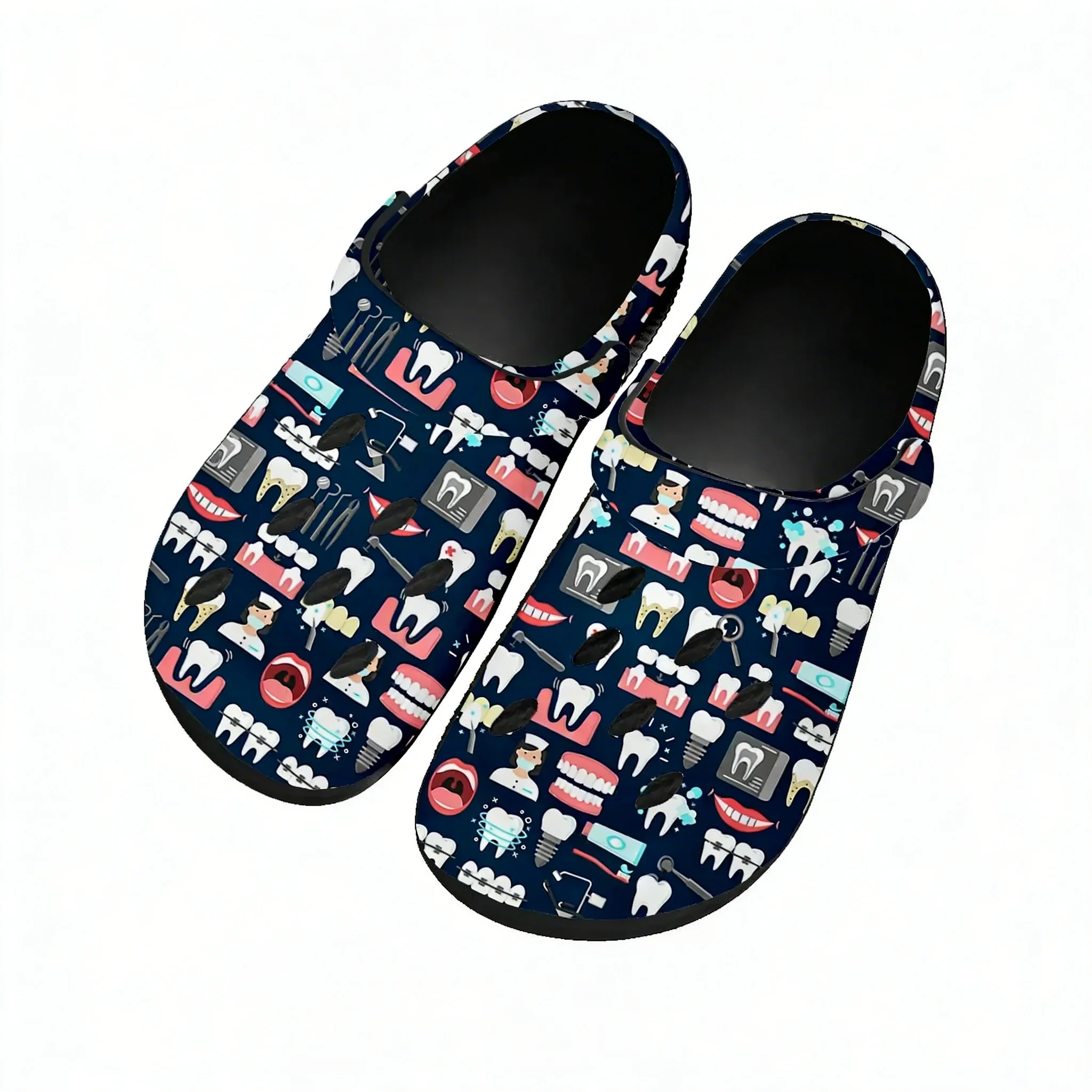Women'S Shoes Clogs - Tooth Dentist Cartoon Pattern Water Shoes