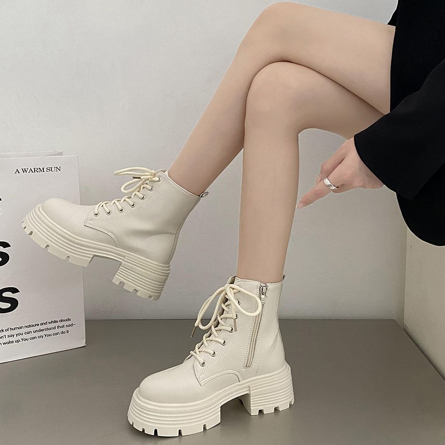 British style white thick sole - Sock Boot Women 评论和价格