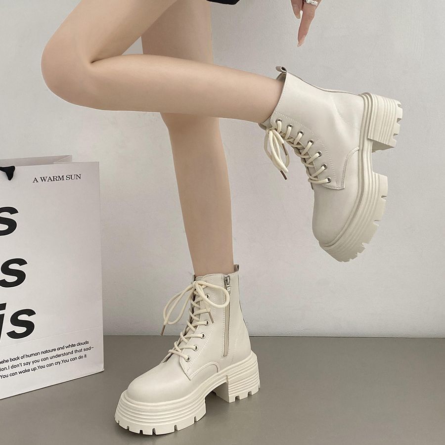 British style white thick sole - Sock Boot Women 评论和价格