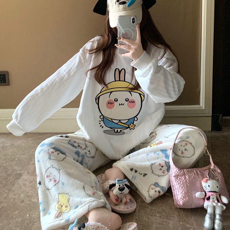 Cartoon Usagi Fleece Pajama Se - Women Shoes Xxl 评论和价格