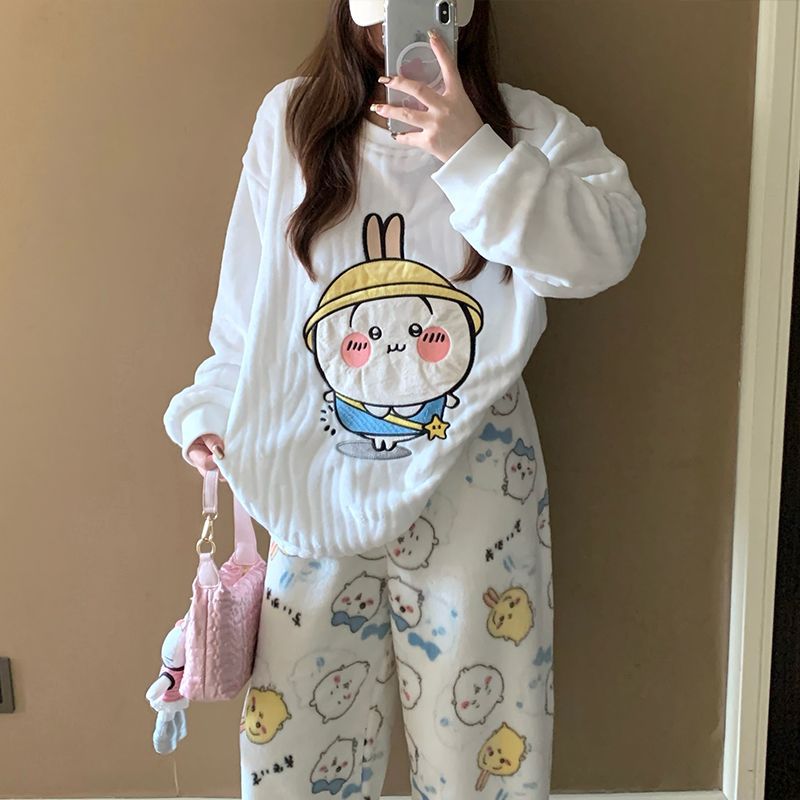 Cartoon Usagi Fleece Pajama Se - Women Shoes Xxl 评论和价格