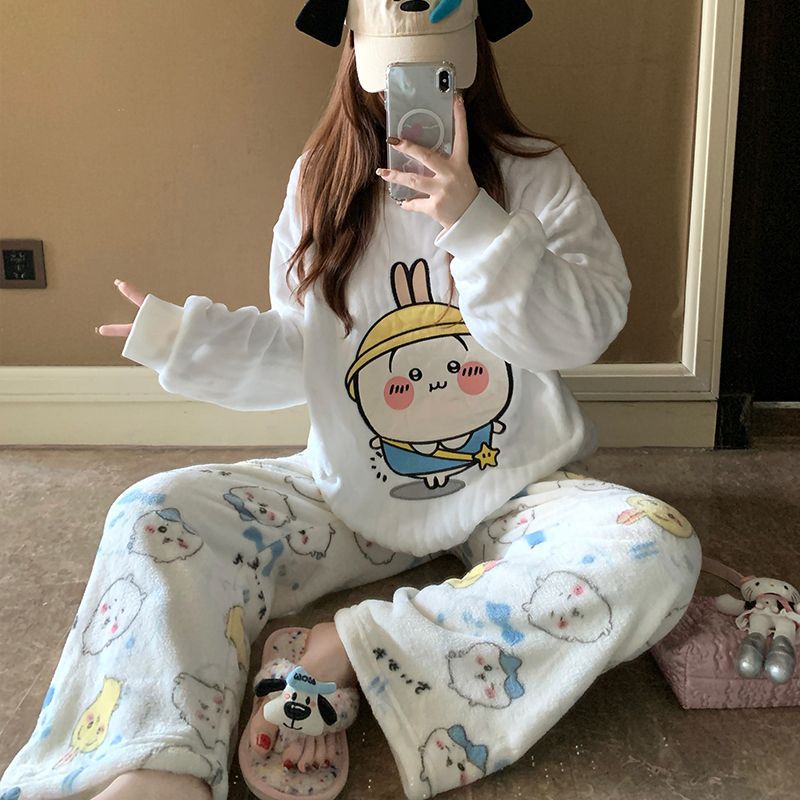 Cartoon Usagi Fleece Pajama Se - Women Shoes Xxl 评论和价格