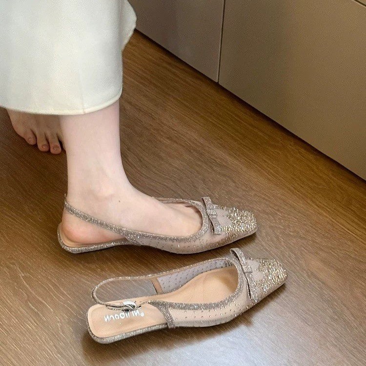 Glitter Rhinestone Bow Slingba - Mule Slip On 评论和价格