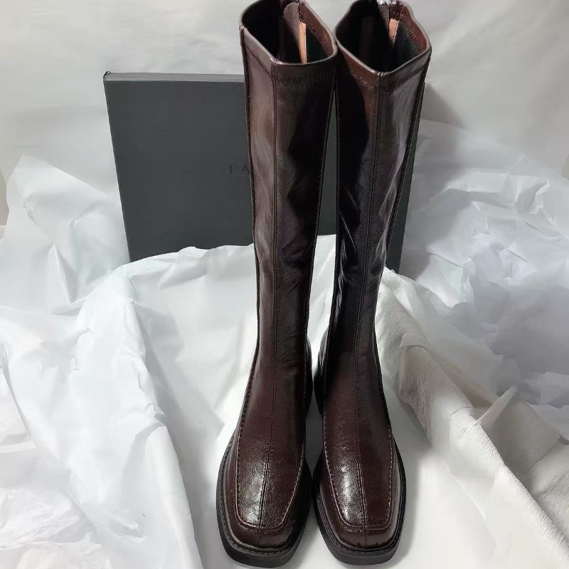 Round-toe Thick-soled Long Boo - Knee High Boots Women 评论和价格