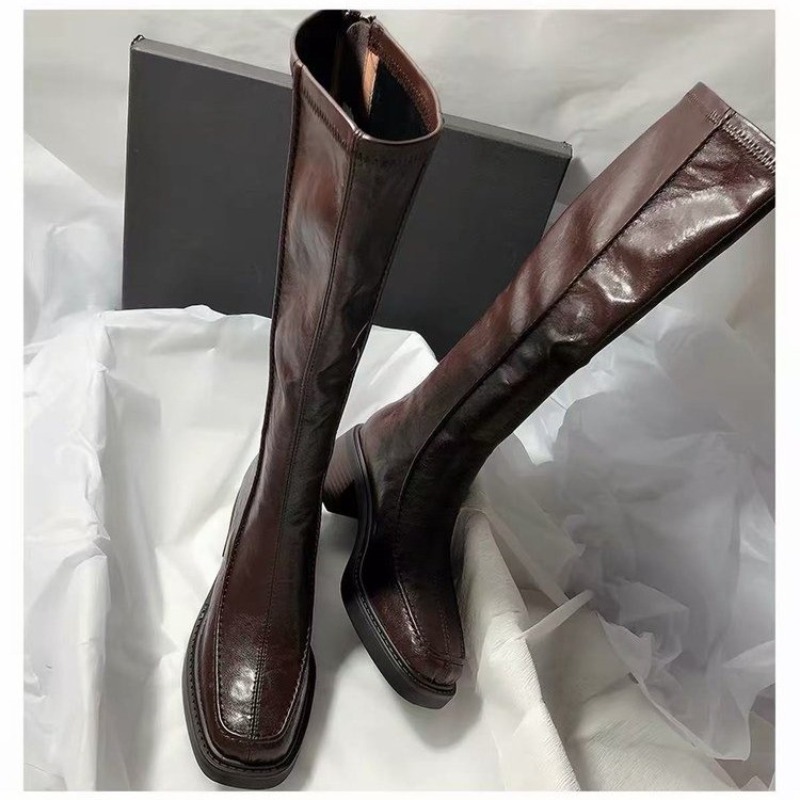 Round-toe Thick-soled Long Boo - Knee High Boots Women 评论和价格