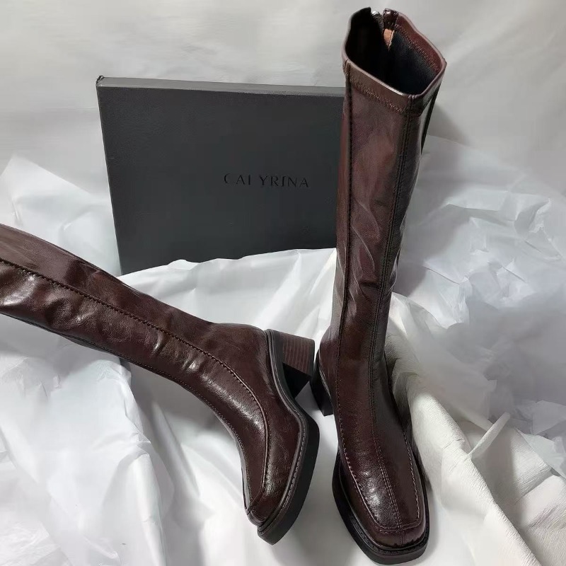 Round-toe Thick-soled Long Boo - Knee High Boots Women 评论和价格