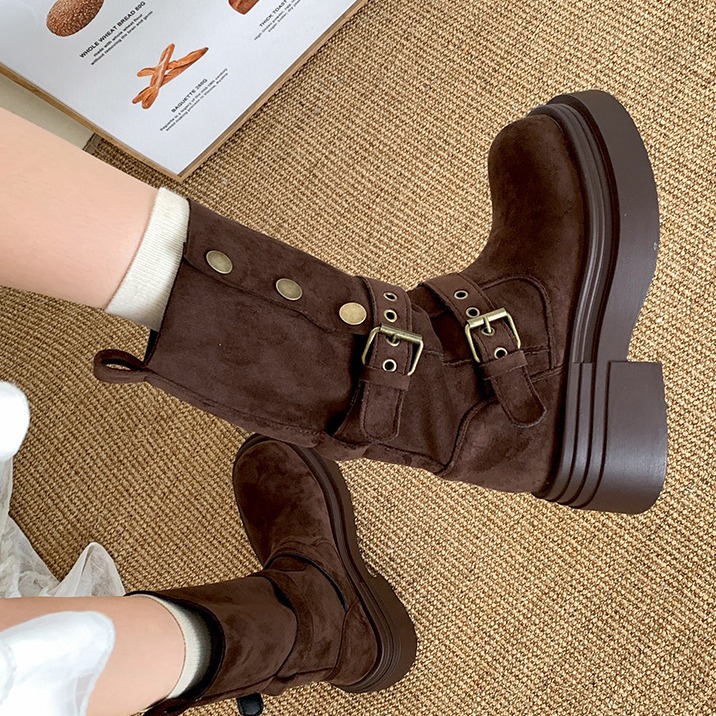 Retro British style thick sole - Sock Boot Women 评论和价格