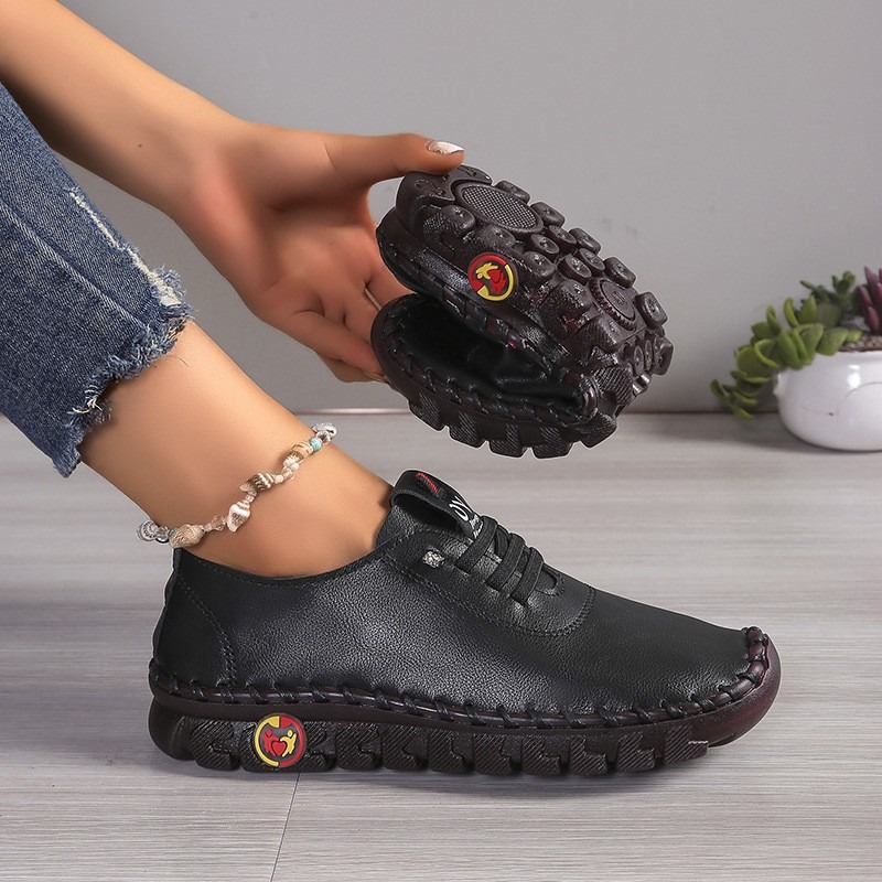 Women Leather Casual Shoes Lac - Oxford Lace Up Women 评论和价格