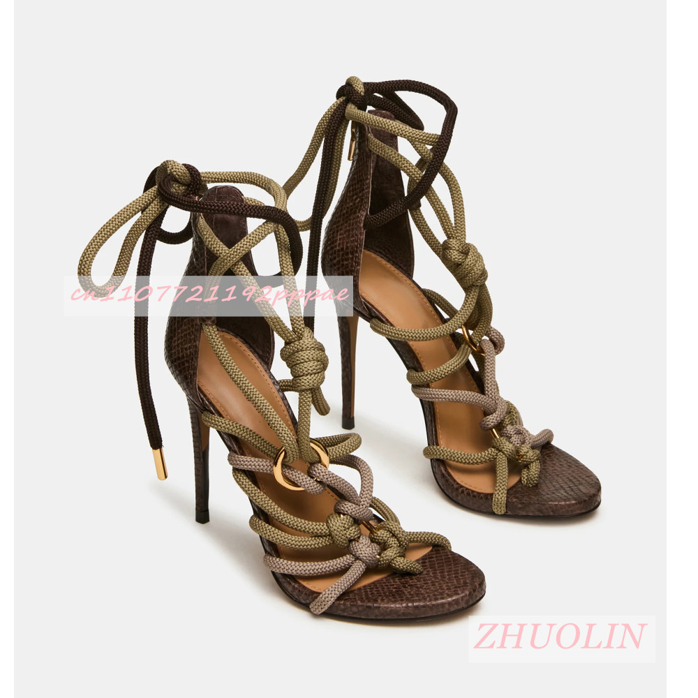 Retro Snakeskin Thick Rope Cri - Women'S Shoes Quality 评论和价格